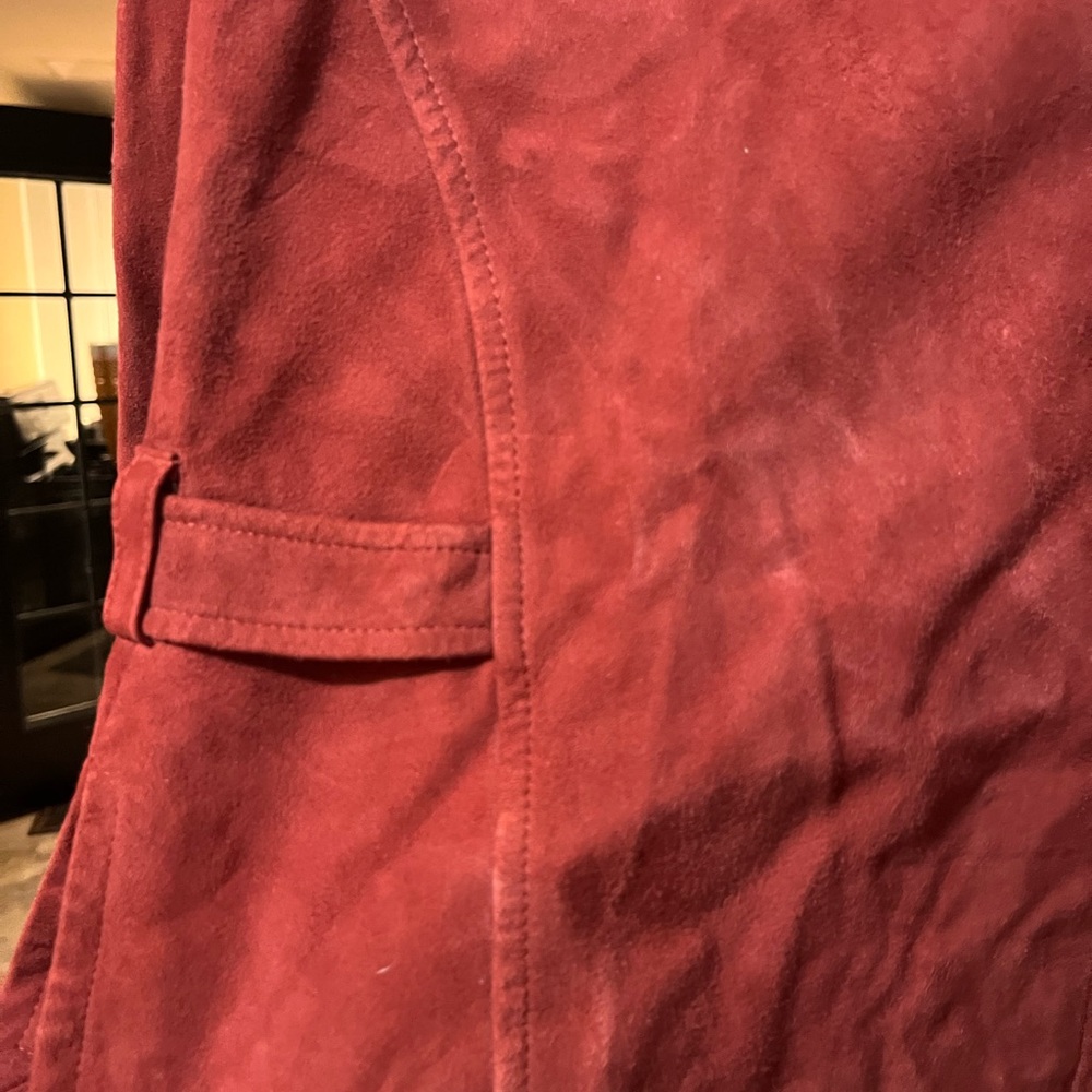 Faconnable Rust-Red Suede Button-Front Jacket - Picture 4 of 5